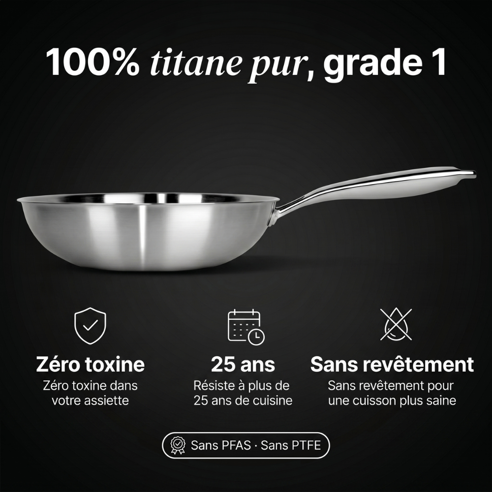 Wok 100% Titane Pur (28 cm) — Titanox